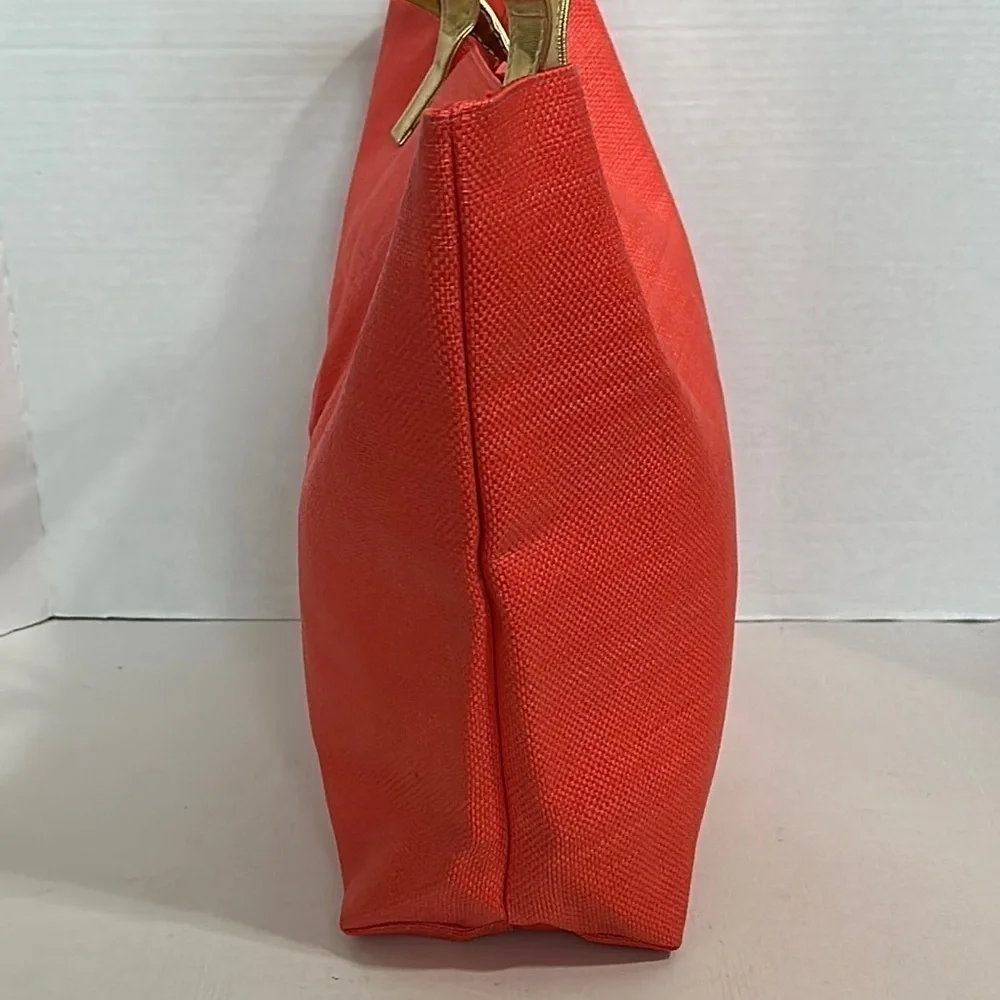 Tommy Bahama Shoulder Bag To Go Tote Gold Strap Inside Pocket & Lined- Orange